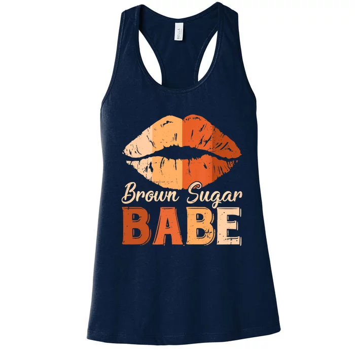 Sugar Babe Brown Proud Black History Melanin Lips Juneteenth Women's Racerback Tank