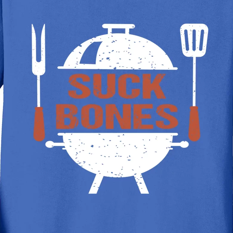 Suck Bones Bbq Grill Barbecue Gift Kids Long Sleeve Shirt