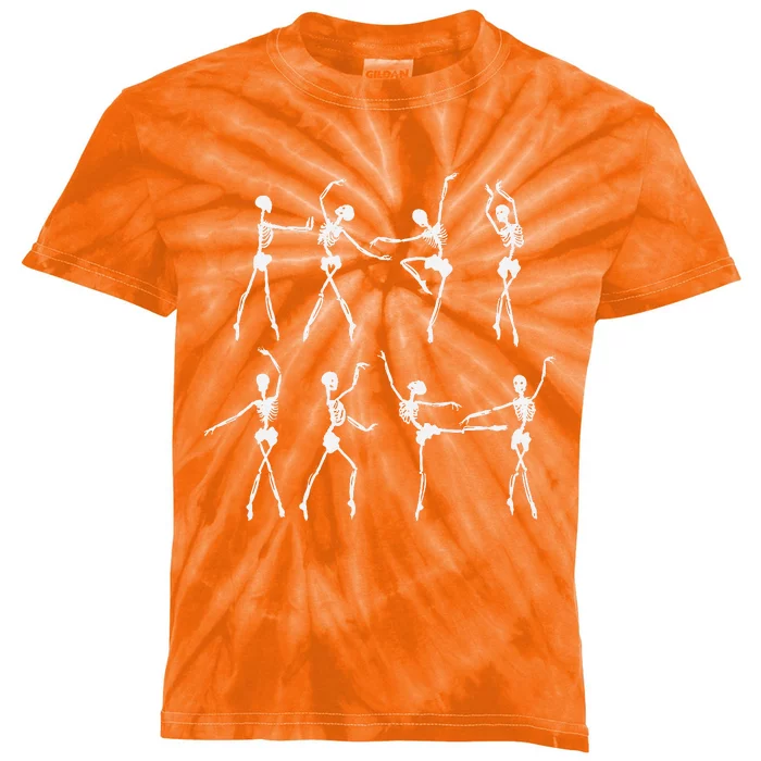 Skeleton Ballerinas Ballet Dance Cute Halloween Kids Tie-Dye T-Shirt