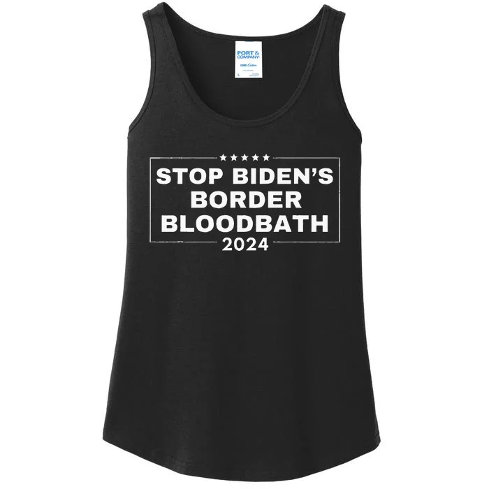 Stop BidenS Border Bloodbath Quote Trump Ladies Essential Tank