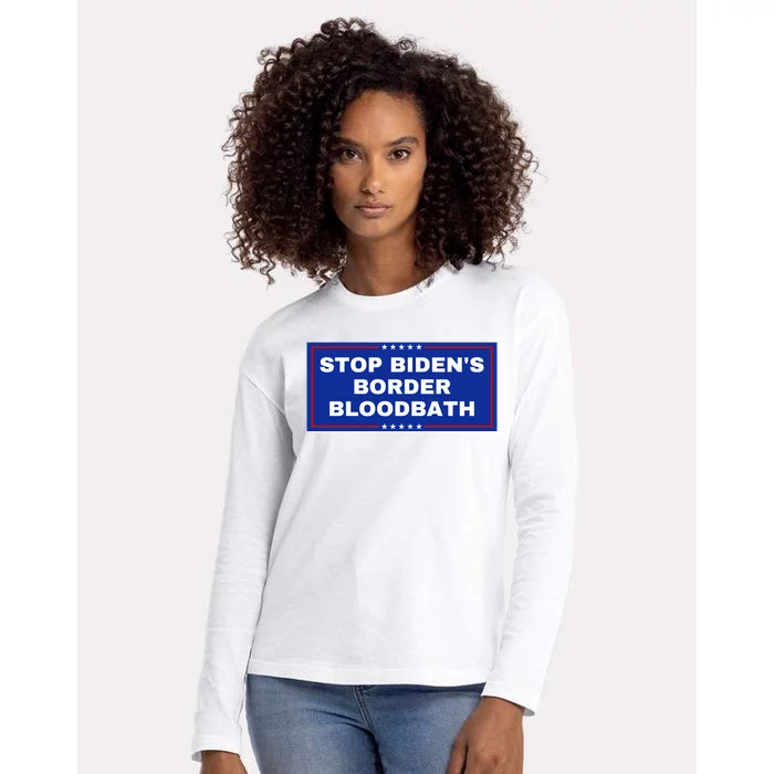 Stop BidenS Border Bloodbath Womens Cotton Relaxed Long Sleeve T-Shirt