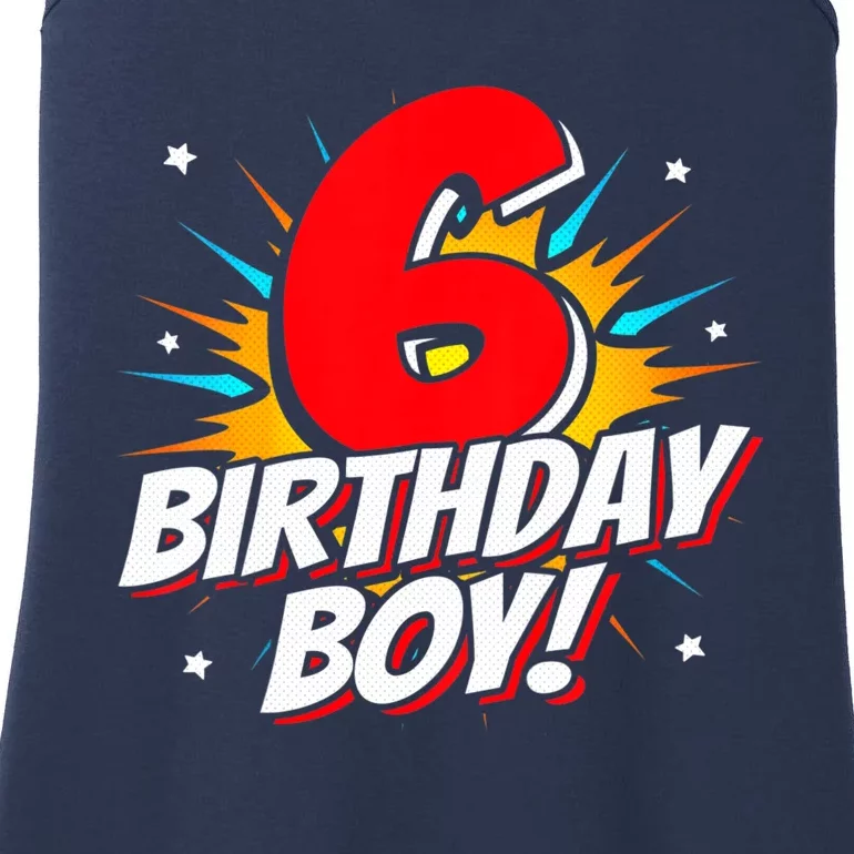 Superhero Birthday Boy Party 6 Year Old 6th Birthday Ladies Essential Tank