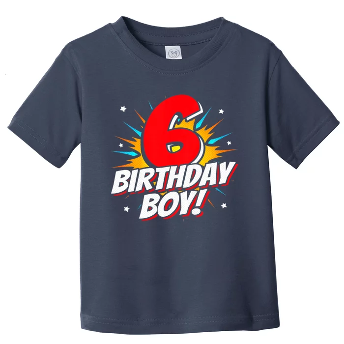 Superhero Birthday Boy Party 6 Year Old 6th Birthday Toddler T-Shirt