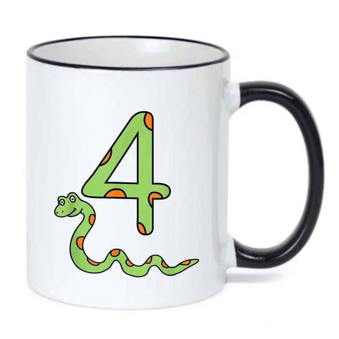 Snake Birthday Boy Kids Reptile Animal Number 4 4th Bday Black Color Changing Mug