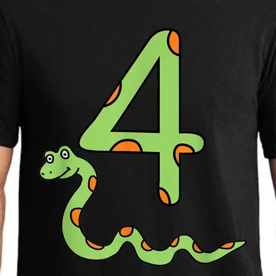 Snake Birthday Boy Kids Reptile Animal Number 4 4th Bday Pajama Set