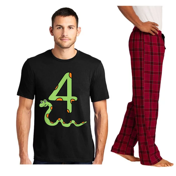 Snake Birthday Boy Kids Reptile Animal Number 4 4th Bday Pajama Set