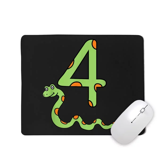 Snake Birthday Boy Kids Reptile Animal Number 4 4th Bday Mousepad