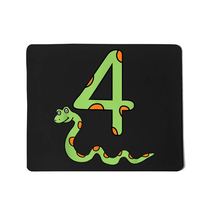 Snake Birthday Boy Kids Reptile Animal Number 4 4th Bday Mousepad