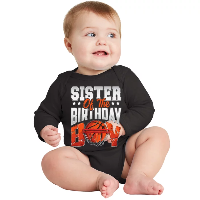 Sister basketball birthday Family Baller b-day Party Baby Long Sleeve Bodysuit