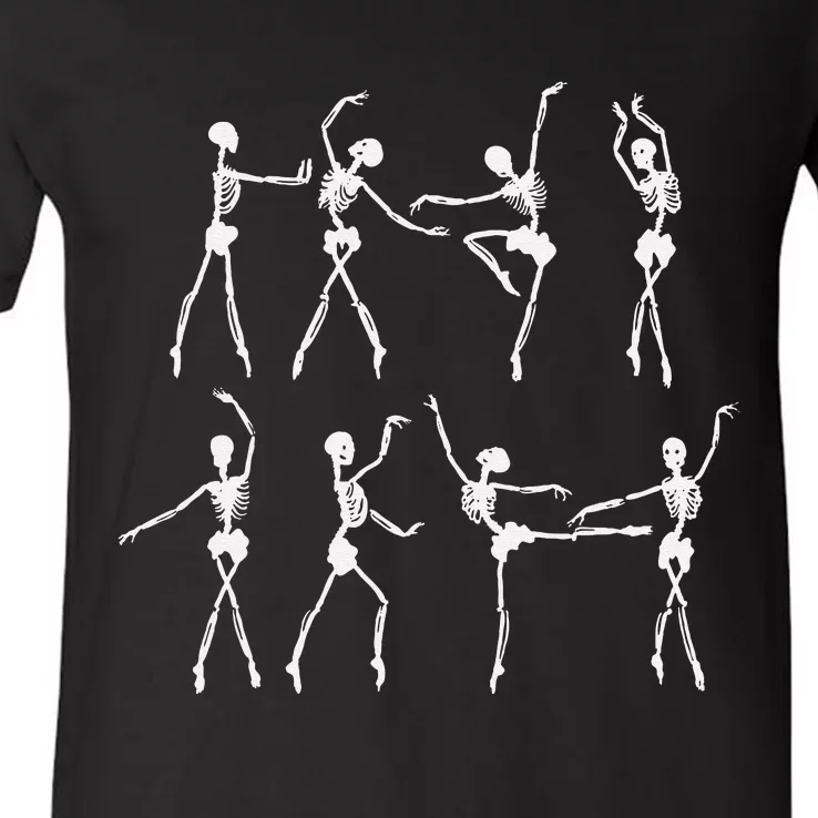 Skeleton Ballerinas Ballet Dance Cute Halloween Costume Girl V-Neck T-Shirt