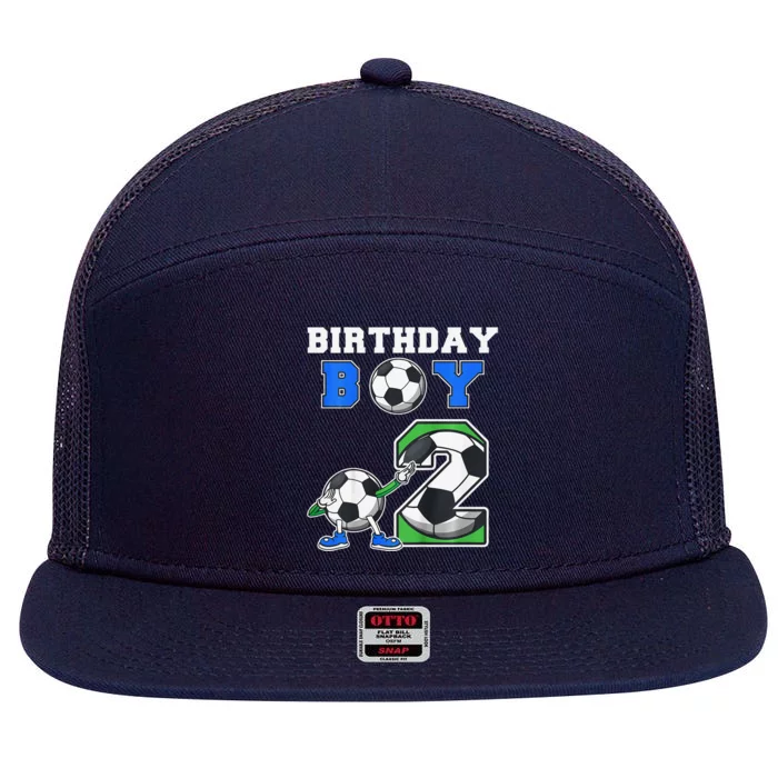 Soccer Birthday Boy 2nd Soccer Birthday Party 2 Year Old 7 Panel Mesh Trucker Snapback Hat