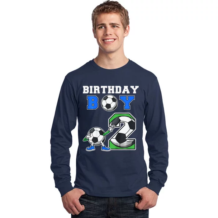 Soccer Birthday Boy 2nd Soccer Birthday Party 2 Year Old Tall Long Sleeve T-Shirt