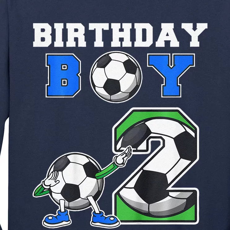 Soccer Birthday Boy 2nd Soccer Birthday Party 2 Year Old Tall Long Sleeve T-Shirt