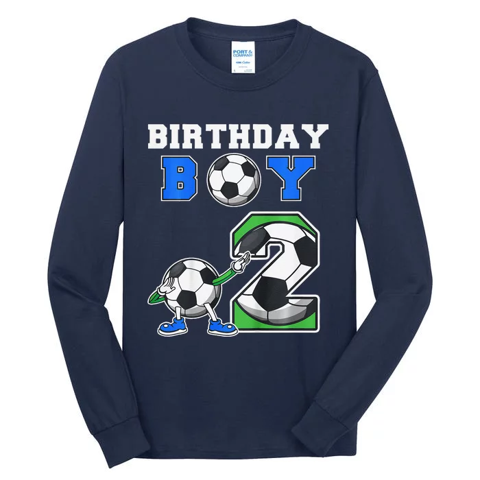 Soccer Birthday Boy 2nd Soccer Birthday Party 2 Year Old Tall Long Sleeve T-Shirt