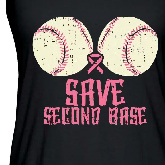 Save Baseball Boobs Softball Funny Breast Cancer Women Gift Ladies Essential Flowy Tank