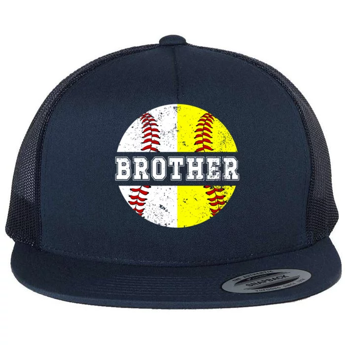 Softball Baseball Brother Of Baseball Softball Player Cool Gift Flat Bill Trucker Hat