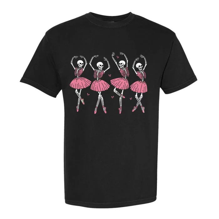 Skeleton Ballerinas Ballet Dance Cute Girl Halloween Costume Garment-Dyed Heavyweight T-Shirt