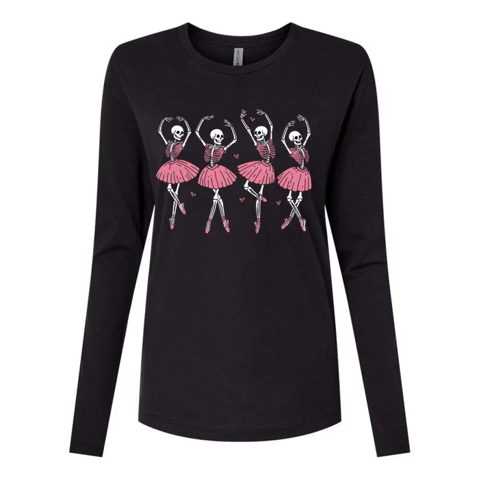 Skeleton Ballerinas Ballet Dance Cute Girl Halloween Costume Womens Cotton Relaxed Long Sleeve T-Shirt