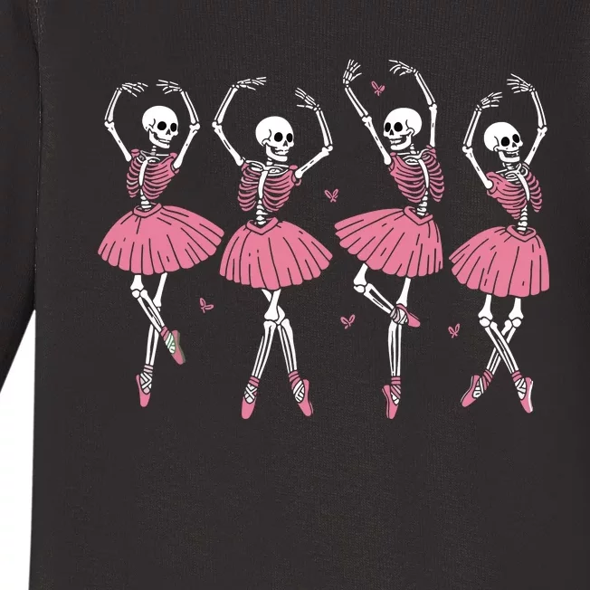 Skeleton Ballerinas Ballet Dance Cute Girl Halloween Costume Baby Long Sleeve Bodysuit