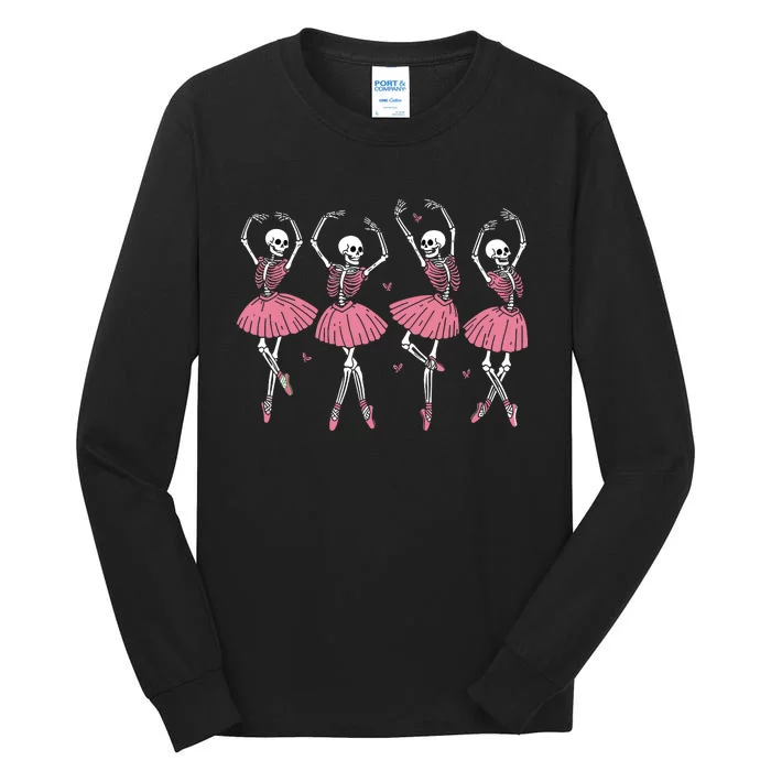 Skeleton Ballerinas Ballet Dance Cute Girl Halloween Costume Tall Long Sleeve T-Shirt