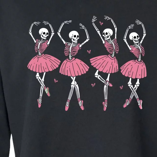 Skeleton Ballerinas Ballet Dance Cute Girl Halloween Costume Cropped Pullover Crew