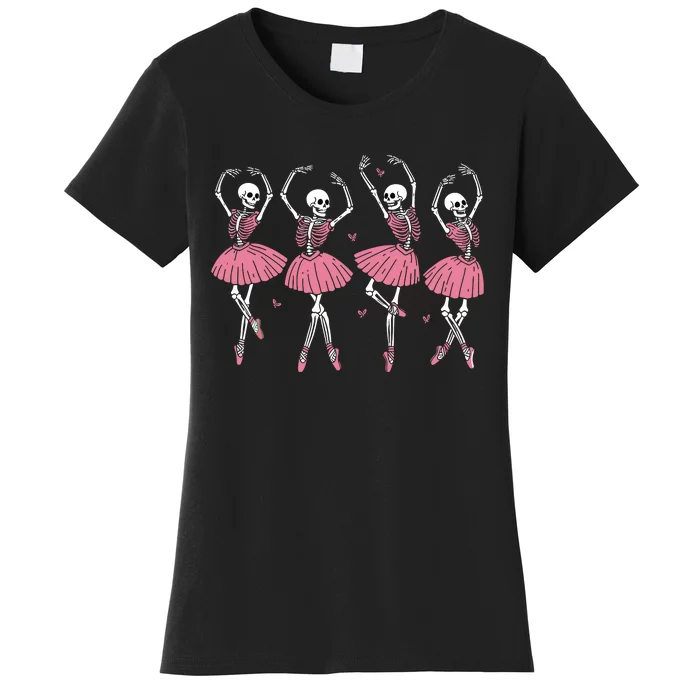 Skeleton Ballerinas Ballet Dance Cute Girl Halloween Costume Women's T-Shirt