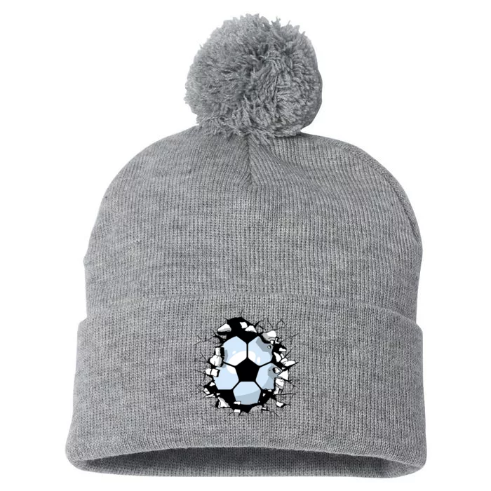 Soccer Ball Breakthrough Pom Pom 12in Knit Beanie