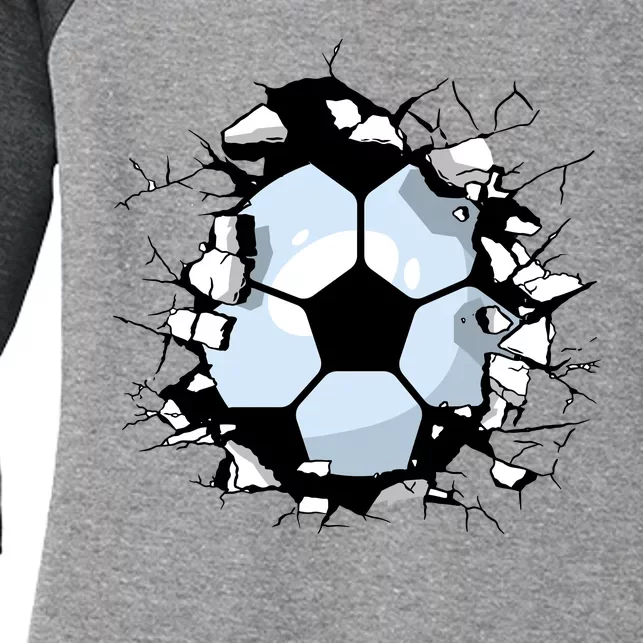 Soccer Ball Breakthrough Women's Tri-Blend 3/4-Sleeve Raglan Shirt