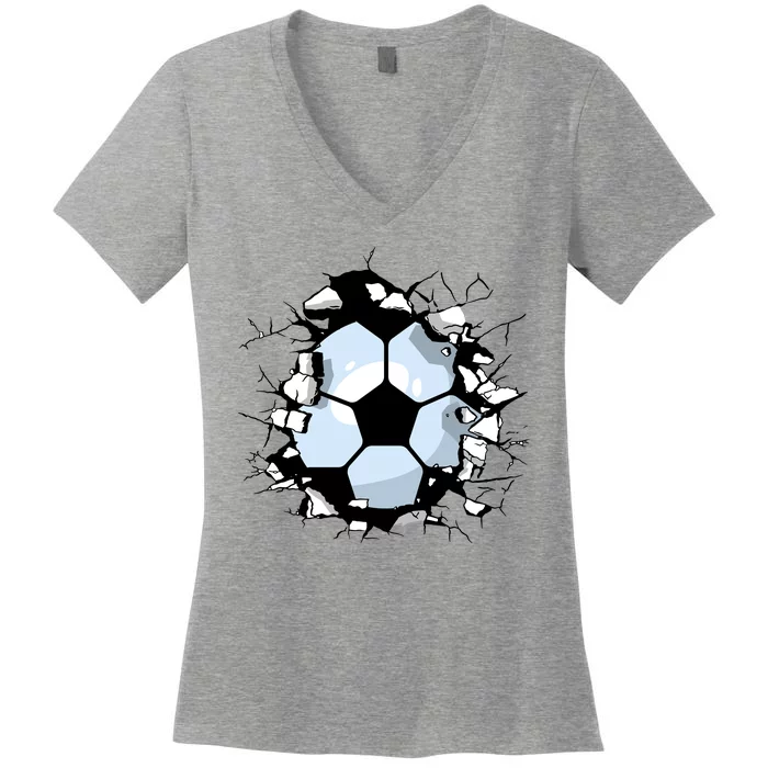 Soccer Ball Breakthrough Women's V-Neck T-Shirt