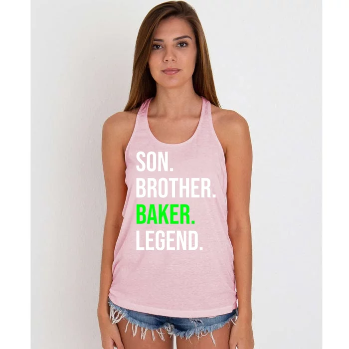 Son Brother Baker Legend Funny Cooking Gift Women's Knotted Racerback Tank