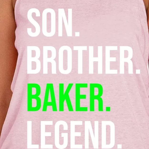 Son Brother Baker Legend Funny Cooking Gift Women's Knotted Racerback Tank