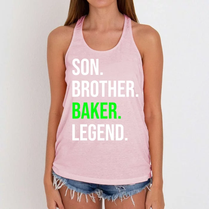 Son Brother Baker Legend Funny Cooking Gift Women's Knotted Racerback Tank