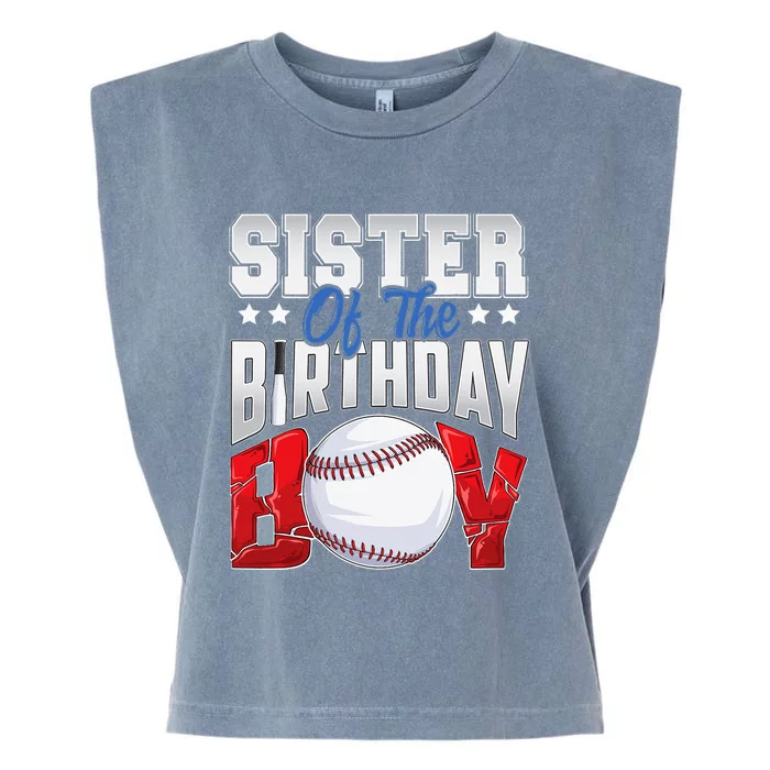 Sister Baseball birthday Family Baller bday Party Garment-Dyed Women's Muscle Tee