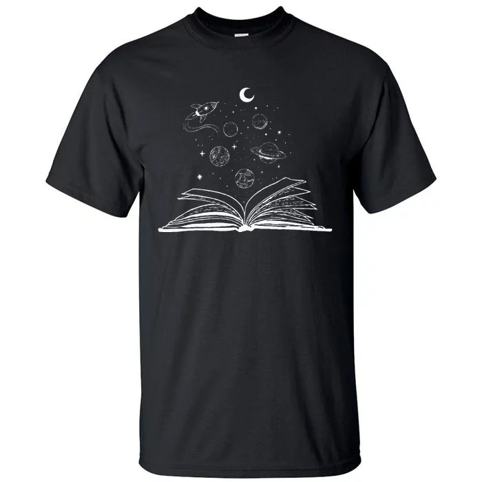 Space Books Bookworm Astronomy Science Galaxy Planet Tall T-Shirt