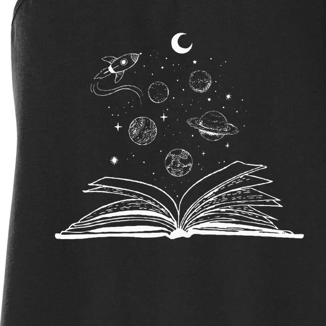 Space Books Bookworm Astronomy Science Galaxy Planet Women's Racerback Tank