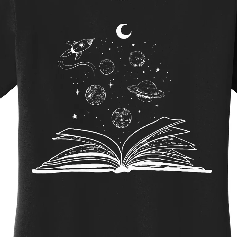 Space Books Bookworm Astronomy Science Galaxy Planet Women's T-Shirt