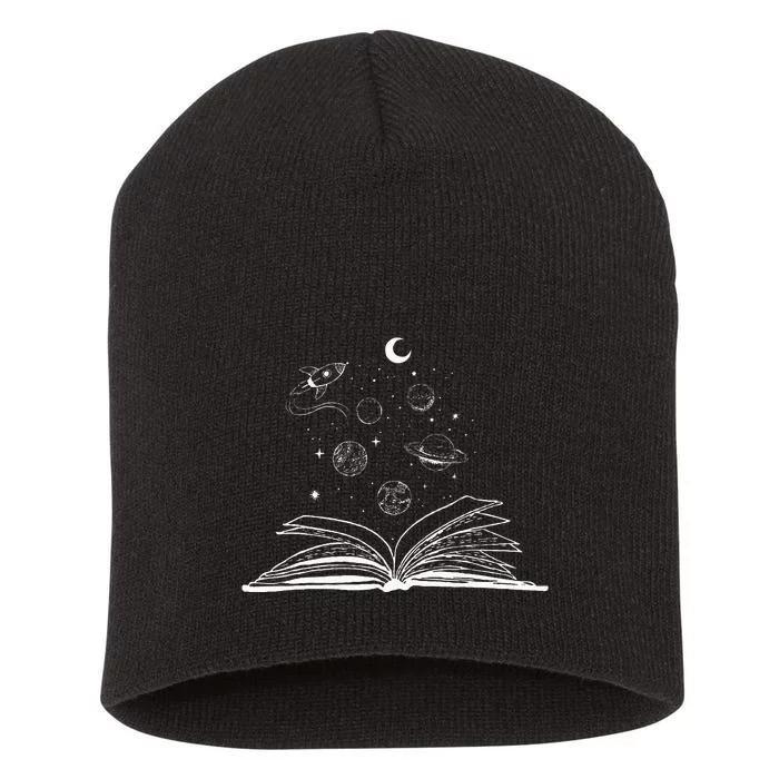 Space Books Bookworm Astronomy Science Galaxy Planet Short Acrylic Beanie