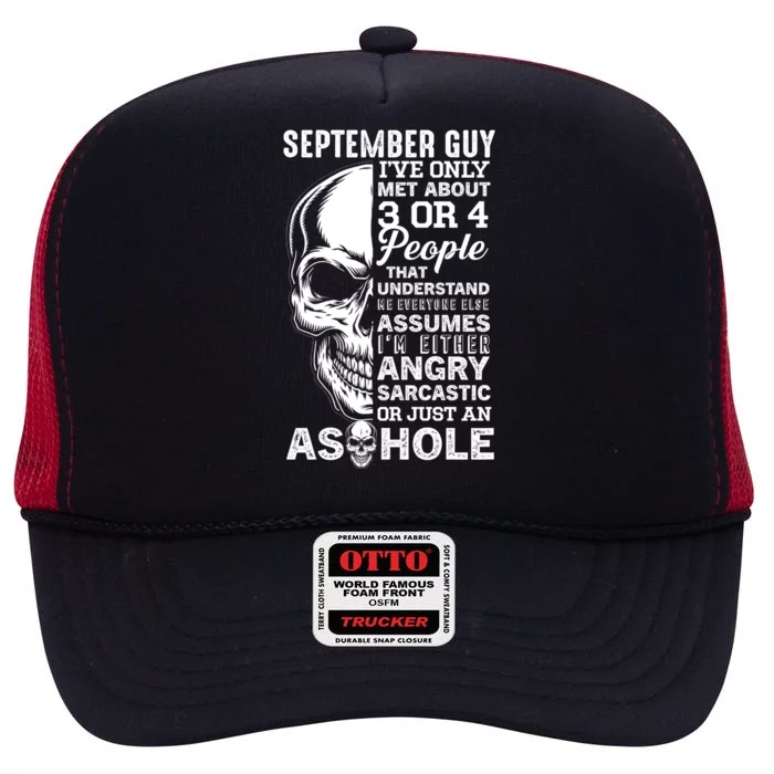 September Birthday Born In September Guy Cute Gift High Crown Mesh Trucker Hat