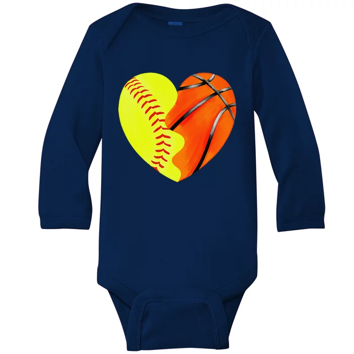 Softball Basketball Basketball Dad Softball Mom Baby Long Sleeve Bodysuit