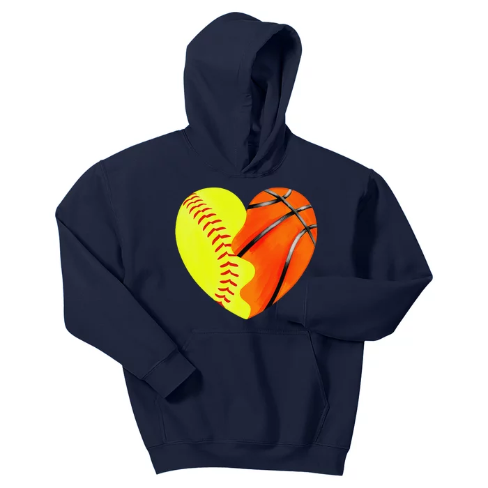 Softball Basketball Basketball Dad Softball Mom Kids Hoodie