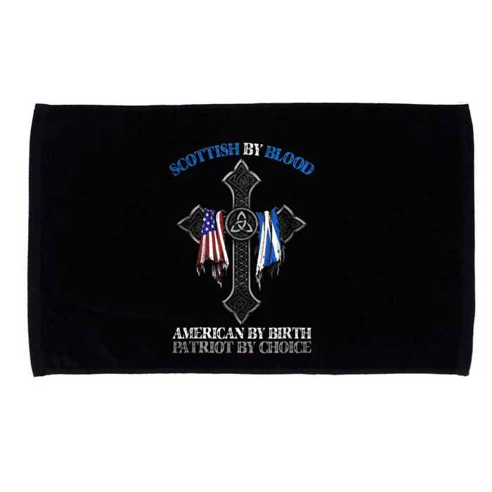 Scottish By Blood American By Birth Cross Flag Microfiber Hand Towel