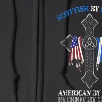 Scottish By Blood American By Birth Cross Flag Full Zip Hoodie