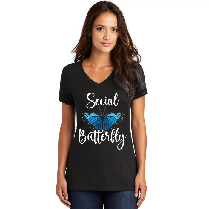 Social Butterfly Behavior Extroverted Extrovert Women's V-Neck T-Shirt