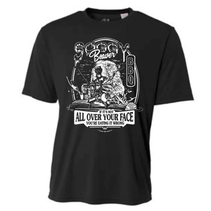 Soggy Beaver Bbq ItS Over Face The Beaver Cooling Performance Crew T-Shirt