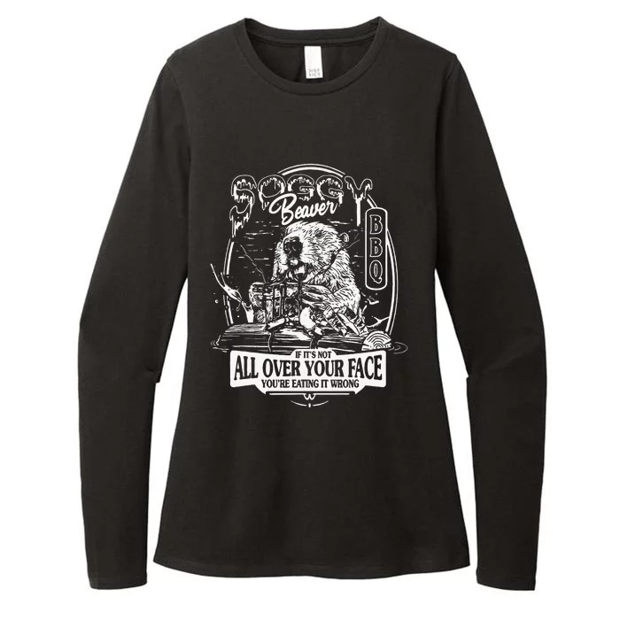 Soggy Beaver Bbq ItS Over Face The Beaver Womens CVC Long Sleeve Shirt