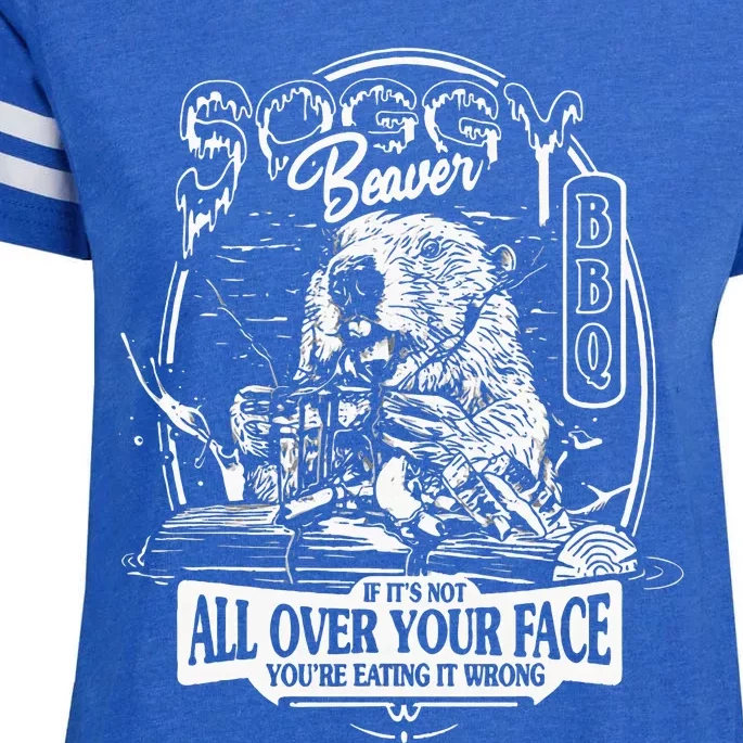 Soggy Beaver Bbq ItS Over Face The Beaver Enza Ladies Jersey Football T-Shirt