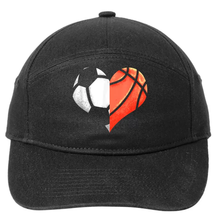 Soccer Basketball Ball Heart Football Valentines Day 7-Panel Snapback Hat