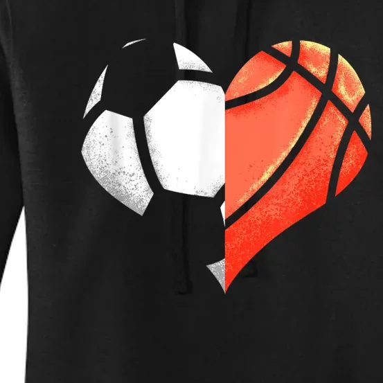 Soccer Basketball Ball Heart Football Valentines Day Women's Pullover Hoodie