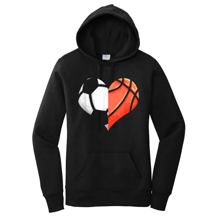 Soccer Basketball Ball Heart Football Valentines Day Women's Pullover Hoodie