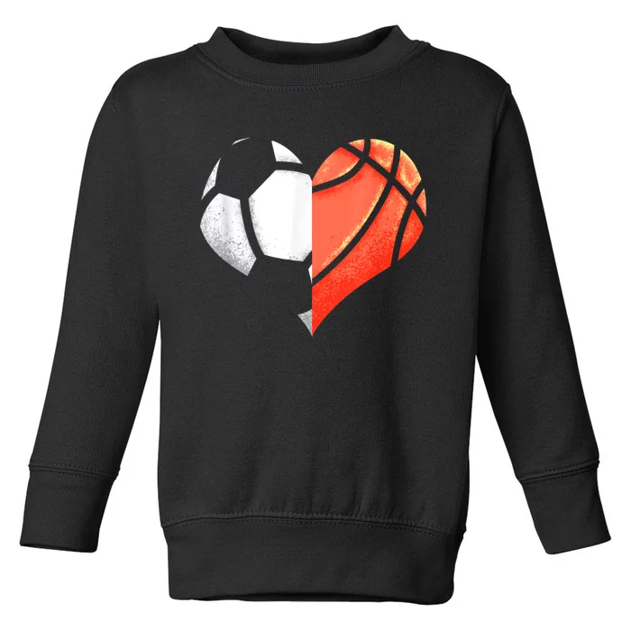 Soccer Basketball Ball Heart Football Valentines Day Toddler Sweatshirt